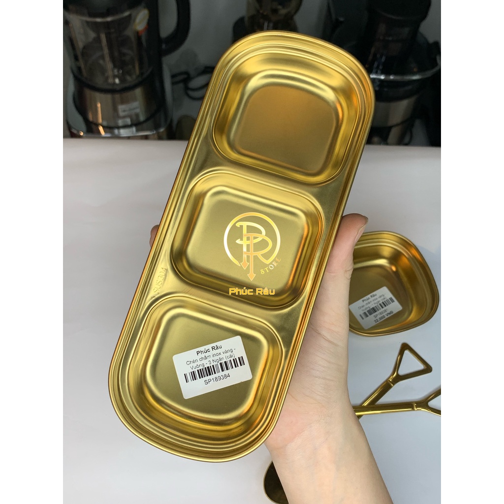 Chén chấm inox vàng Vuông