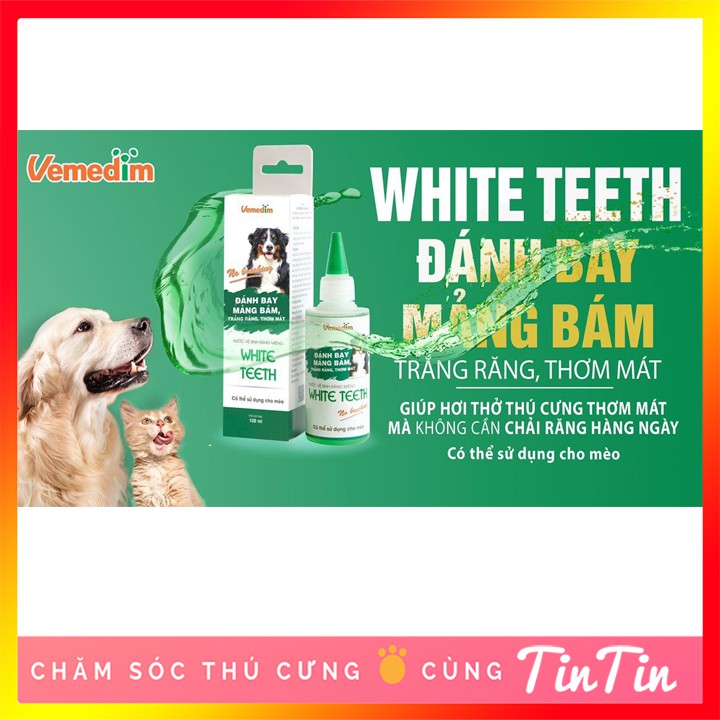 [Mã PET50K giảm Giảm 10% - Tối đa 50K đơn từ 250K] Nước súc miệng vệ sinh răng miệng của chó mèo Vemedim WHITE TEETH