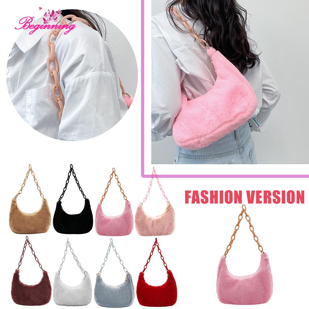 Túi Xách Đeo Vai / Kẹp Nách / Đeo Vai Bằng Vải Bông Phối Dây Xích Acrylic Kiểu Retro Thời Trang Mùa Thu Cho Nữ