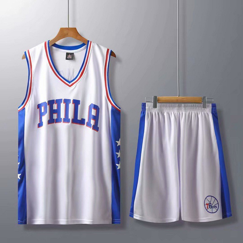 Bộ quần áo bóng rổ NBA Philadenphia 76ers không số nam nữ vải thun mè thoáng mát thấm mồ hôi tốt may tỉ mỉ đẹp giá rẻ