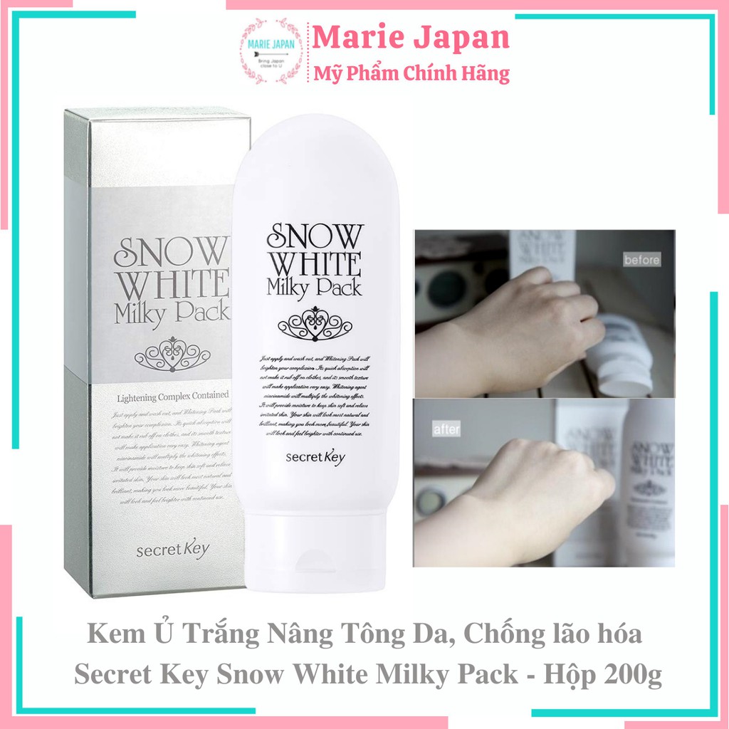 Kem Ủ Trắng Nâng Tông Da, Chống lão hóa  Secret Key Snow White Milky Pack - Hộp 200g