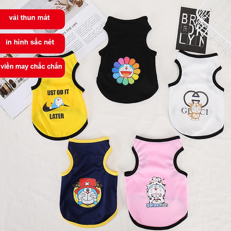 Áo cho chó mèo Hipipet mùa hè áo ba lỗ thú cưng chất thun thoáng mát in hình doremon ngộ nghĩnh