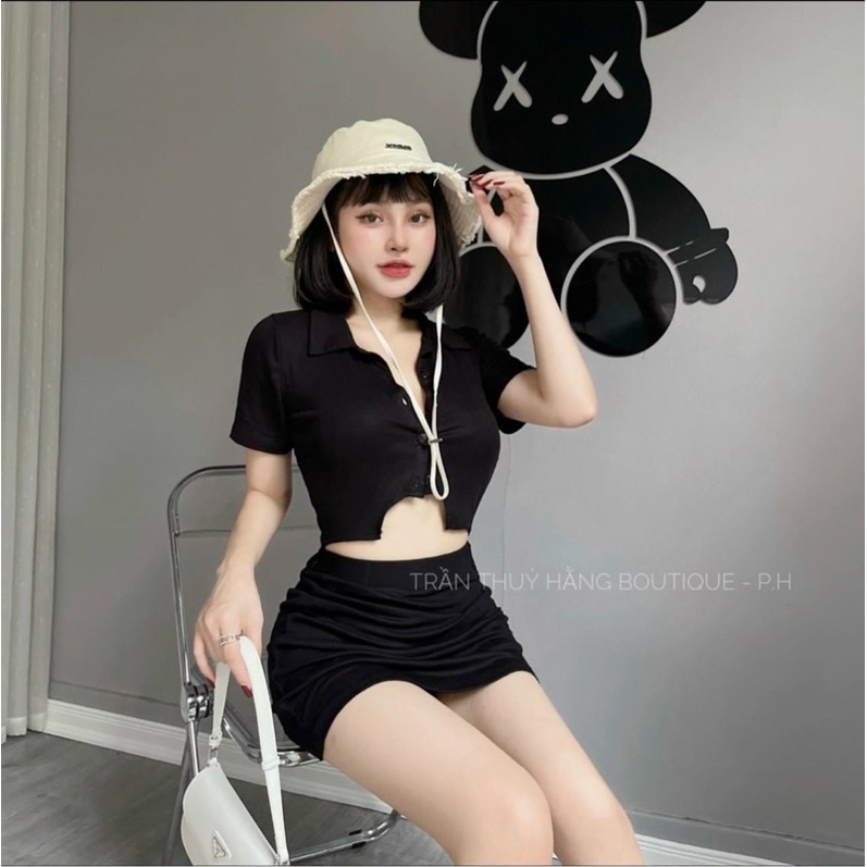 Set Đầm Gân Nút To Hột Lựu Có Lót Kèm Váy Ôm