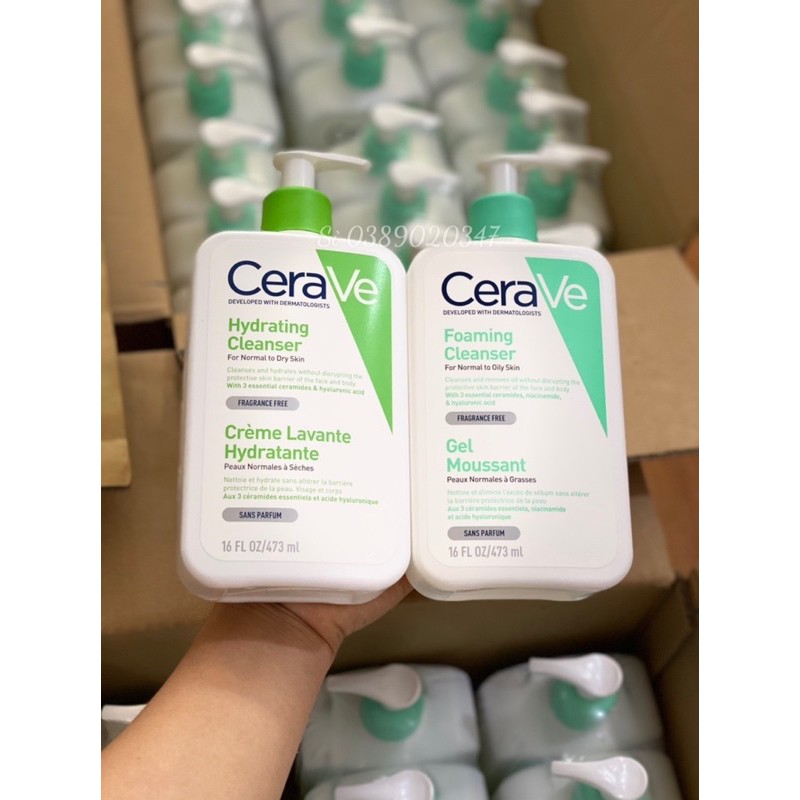 Sữa rửa mặt Cerave Foaming Cleanser, CeraVe Hydrating Cleanser 236ml, 473ml