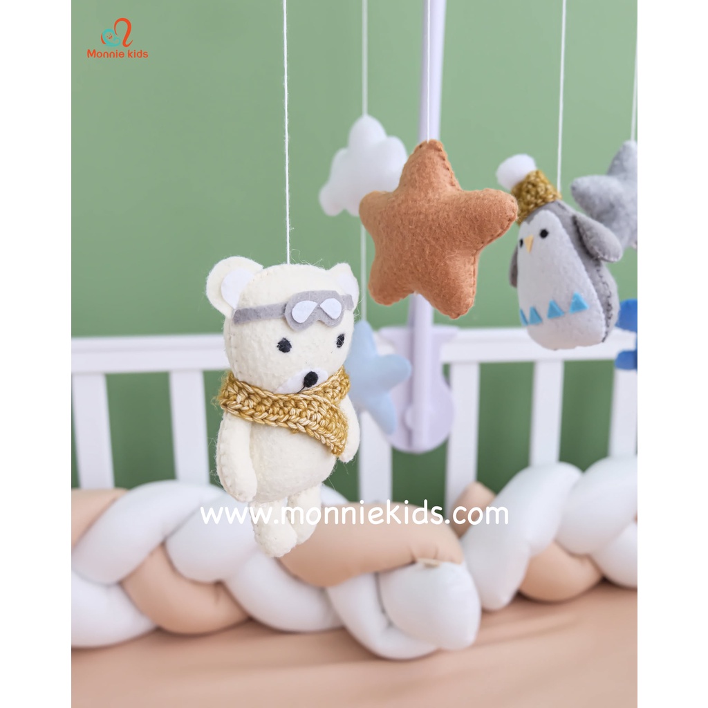 Đồ chơi treo nôi cũi cho bé Handmade, treo nôi kích thích thị giác cho trẻ - Monnie Kids