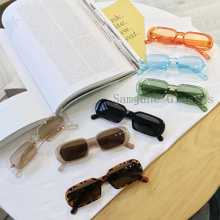 Kính mát SAMJUNE gọng bầu dục nhỏ thời trang phong cách Âu Mỹ