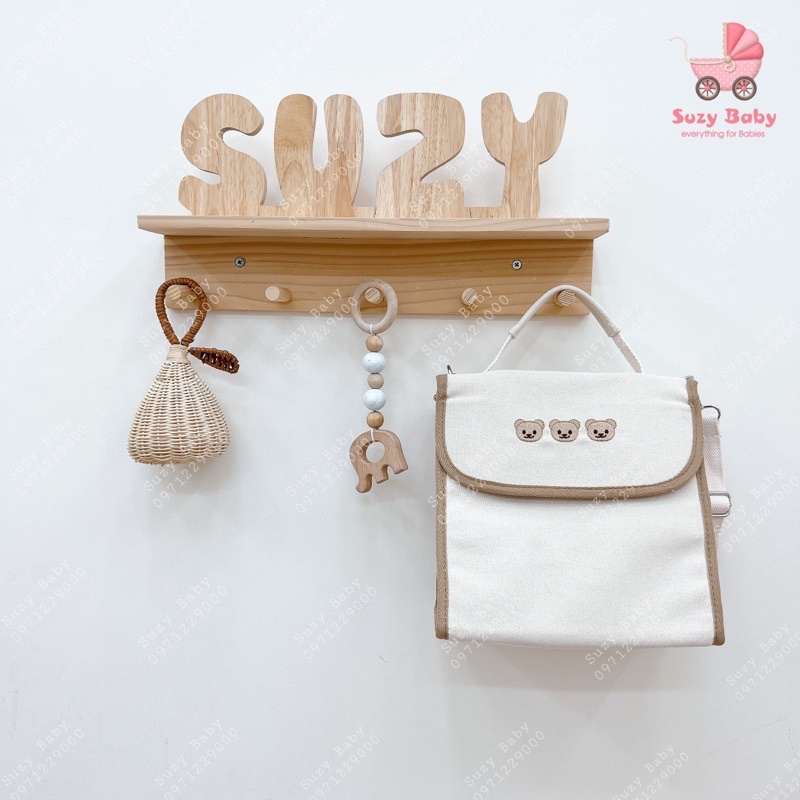 TÚI BỈM SỮA XUẤT HÀN THÊU GẤU