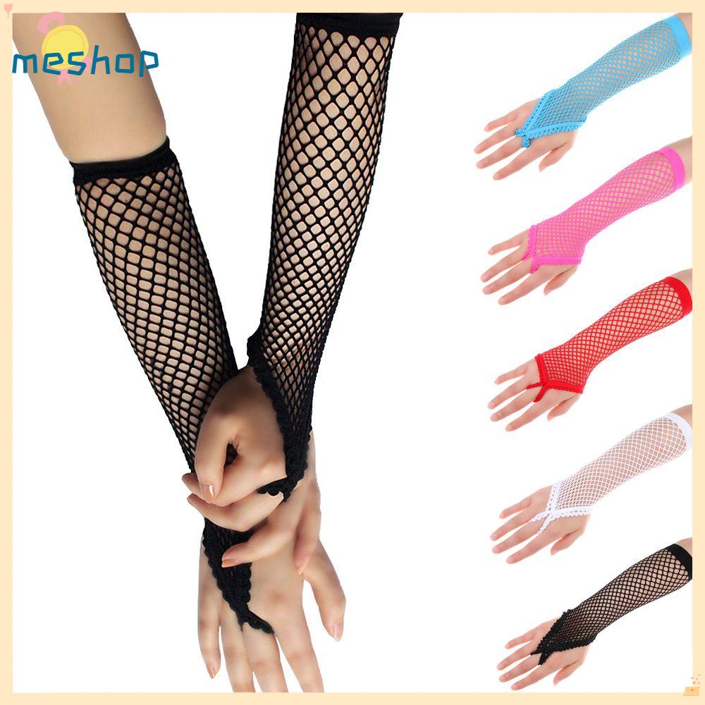 Găng Tay Lưới Hở Ngón Thoáng Khí Màu Trơn Thời Trang