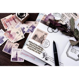 Bộ 45 Sticker Tem Thư Cổ Điển E55