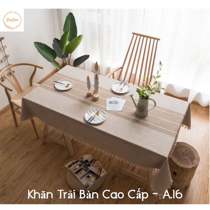 L27_Khăn trải bàn Cao Cấp có tua hình vuông/chữ nhật chất liệu 100% Cotton Organic Phong cách Bắc Âu