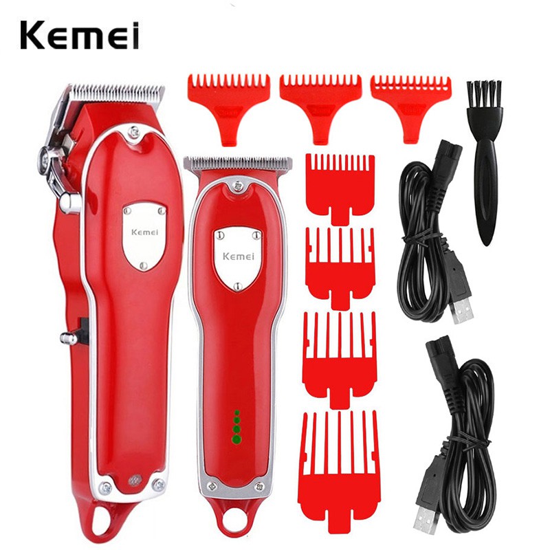 Bộ tông đơ cắt tóc Kemei chạy bằng điện có thể điều chỉnh và sạc lại được dành cho nam