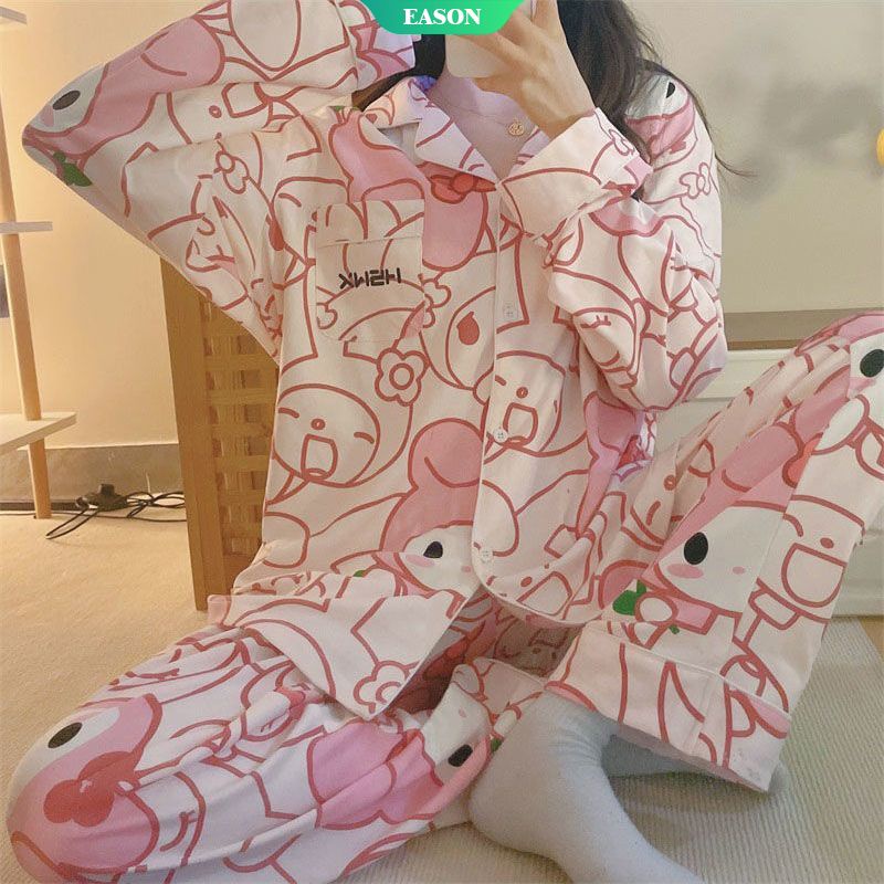 Bộ Đồ Ngủ Tay Dài In Hoạt Hình Sanrio Melody Kiểu Nhật Bản Dễ Thương Thời Trang Mùa Thu Cho Bạn Gái
