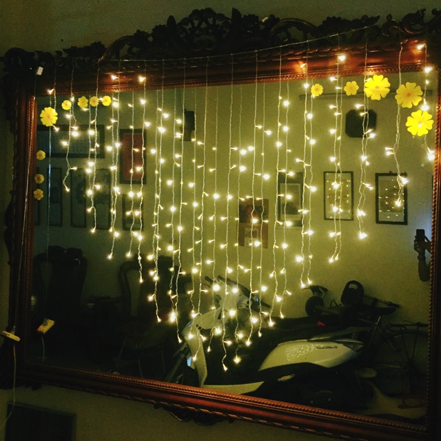 Đèn nháy rèm led hình trái tim trang trí