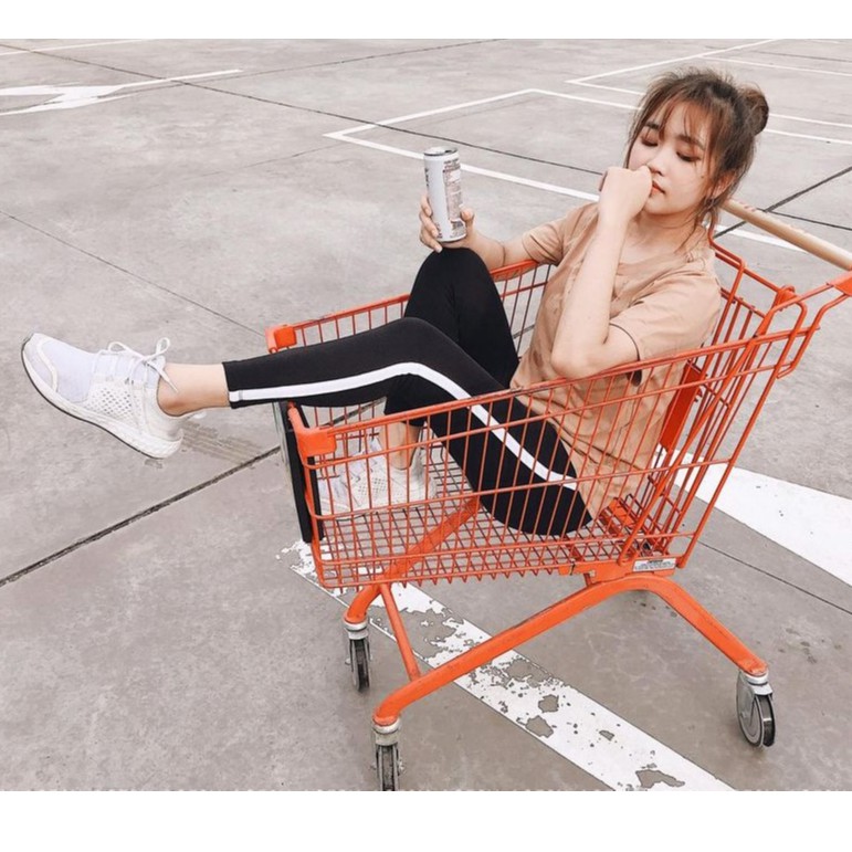 Quần Legging Lưng Liền Đen 1 Sọc Trắng Thun Co Giãn Mềm Mại | BigBuy360 - bigbuy360.vn