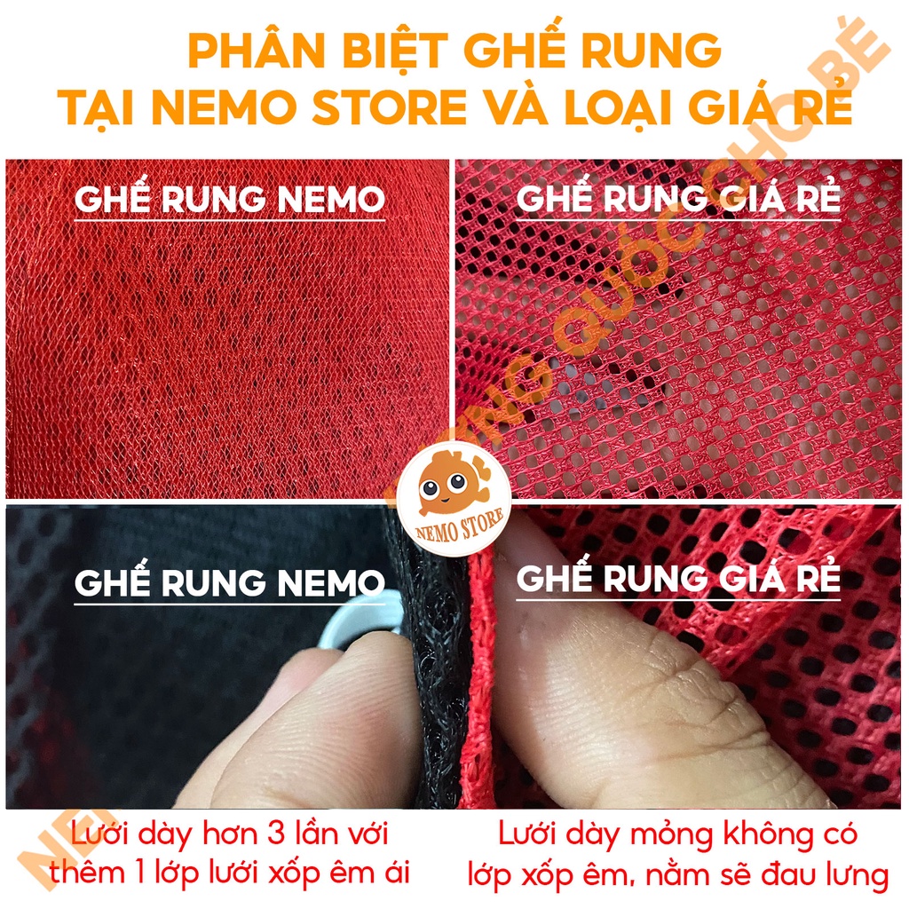 [MUA GHẾ TẶNG YẾM] Ghế bập bênh cho bé NEMO STORE xe nhún có đồ chơi cho trẻ sơ sinh, nôi cũi nằm ngủ ăn dặm chơi