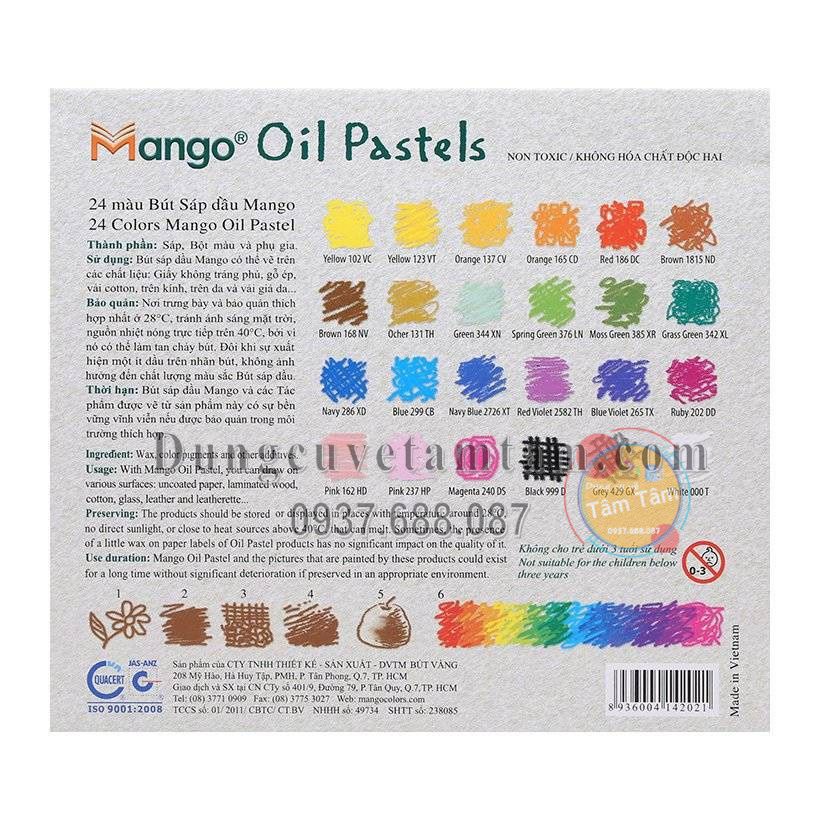 Bút Sáp Dầu Mango 18/24 Màu, Mango Oil Pastels