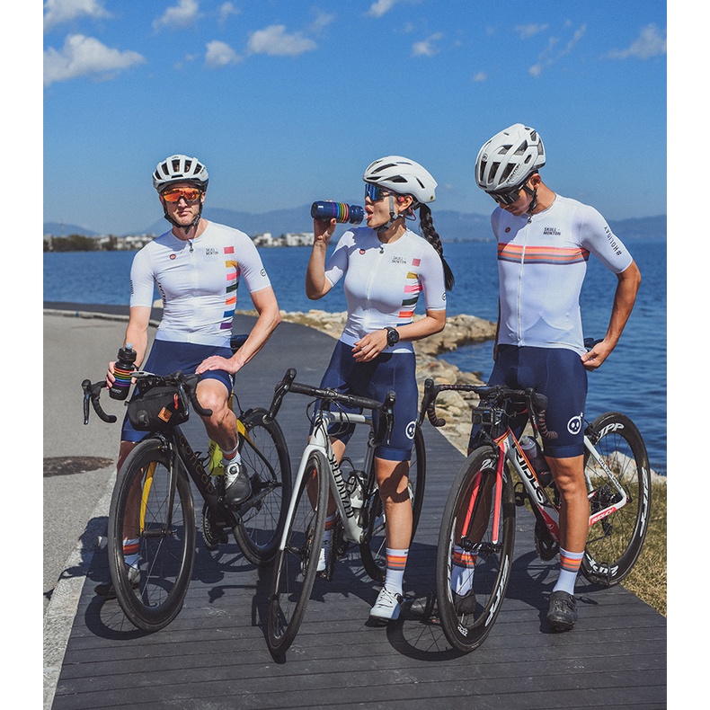 Áo Đi Xe Đạp Màu Trắng In Hình Đầu Lâu MONTON Cá Tính Cho Nam