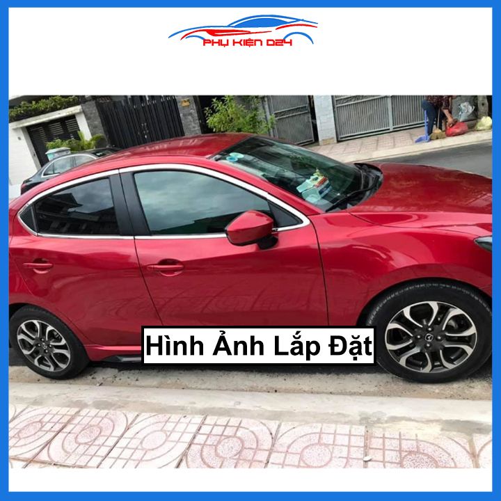 Bộ nẹp viền chân kính cong kính MAZDA 2 2015-2021-2022-2023 Inox sáng bóng chuẩn form xe