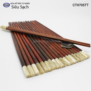 Đũa gỗ Trắc đầu ốc xà cừ Singapore  - CTH705TT - (Hộp 10 đôi tròn) gỗ Trắc tự nhiên  ❤️FREESHIP đơn > 50k❤️ HAHANCO