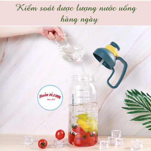 Bình nước thể thao có ống hút 1800ml, Bình đựng nước đi tập gym, đi học, đi làm có quai cầm tiện lợi – Buôn rẻ 01364