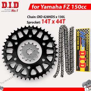 Nhông sên dĩa DID Yamaha FZ 150cc – Sên đen 130L 10ly DID HDS ( Thái Lan 14T x 44T )
