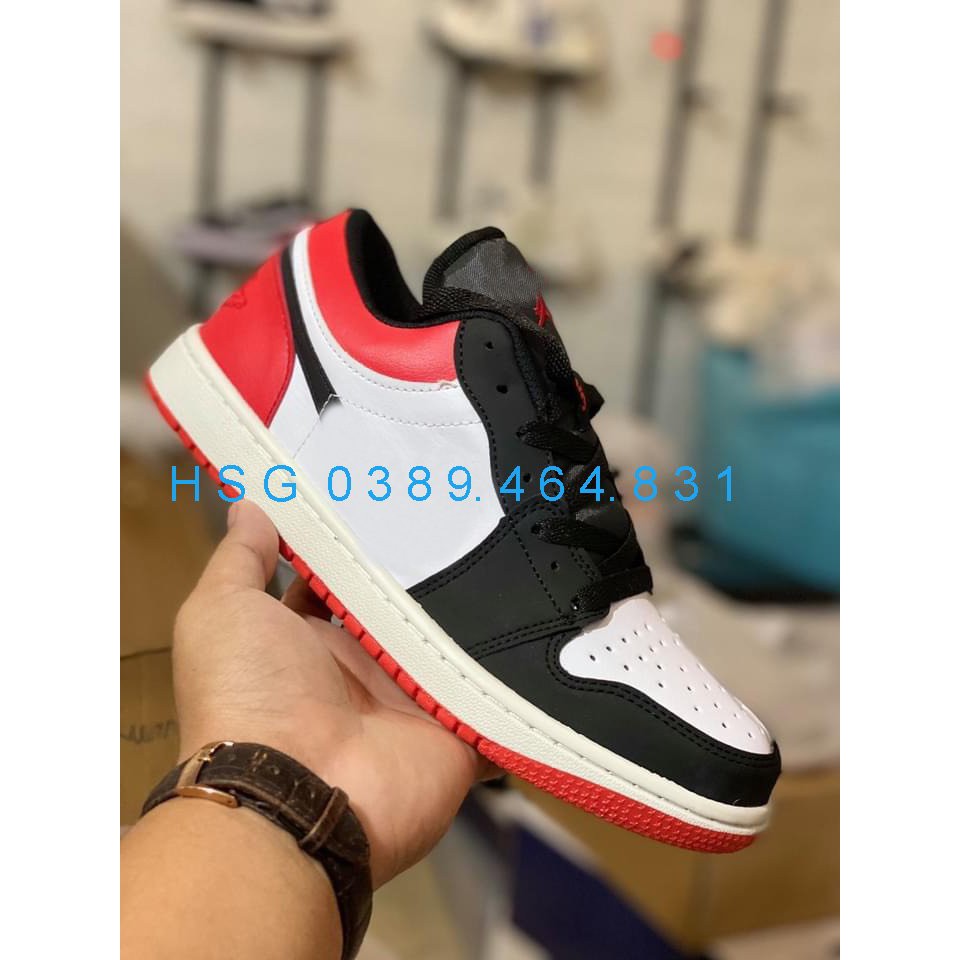 Giày thể thao J 1 đen trắng cổ thấp, Giày sneaker nam nữ siêu hot dễ phối đồ - Hàng chuẩn Full Box Bill