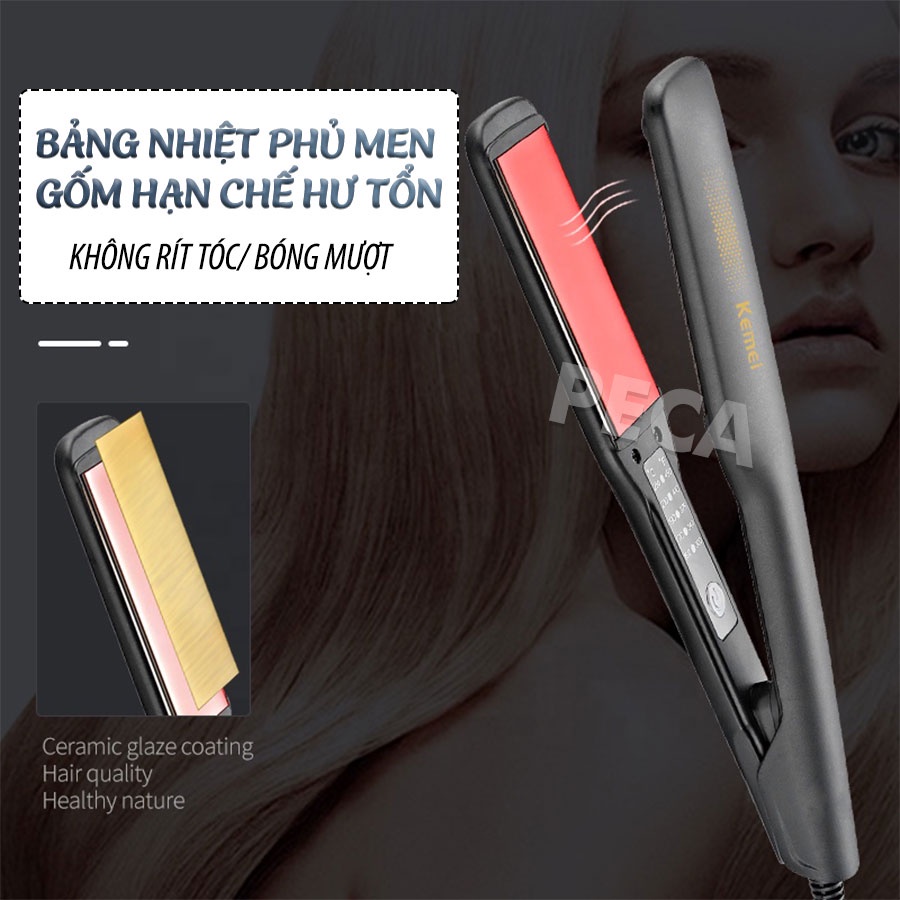 Máy duỗi tóc điều chỉnh 5 mức nhiệt Kemei KM-2518 sử dụng được cho mọi loại tóc có thể là ép tóc, uốn cụp, uốn sóng