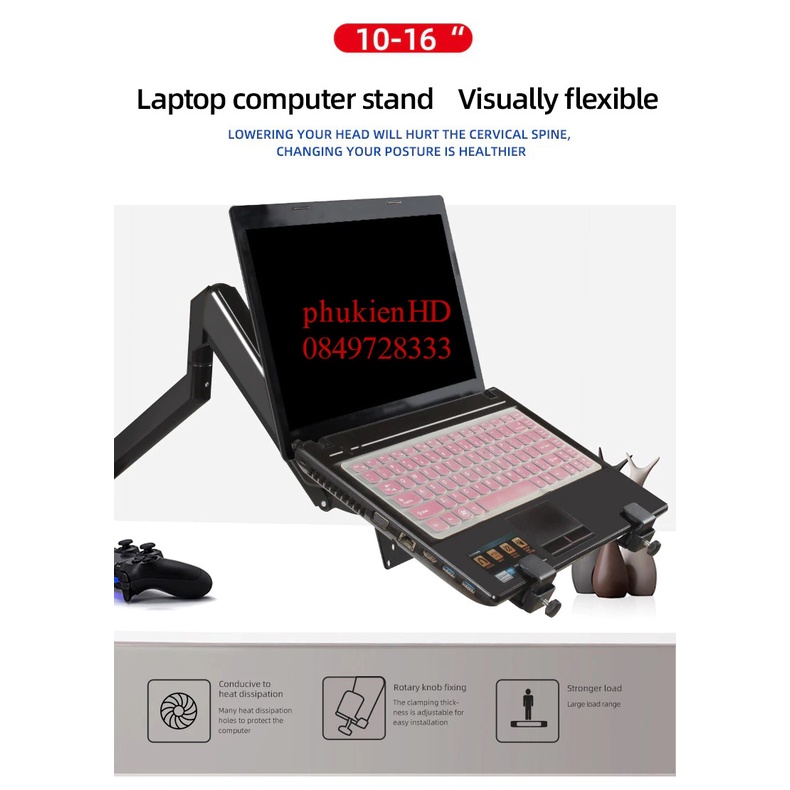 Giá Đỡ Kẹp Laptop - Macbook - Máy Tính Bảng - Ipad XY360 10 - 15.6 Inch - Tương Thích Với Các Loại Tay Treo