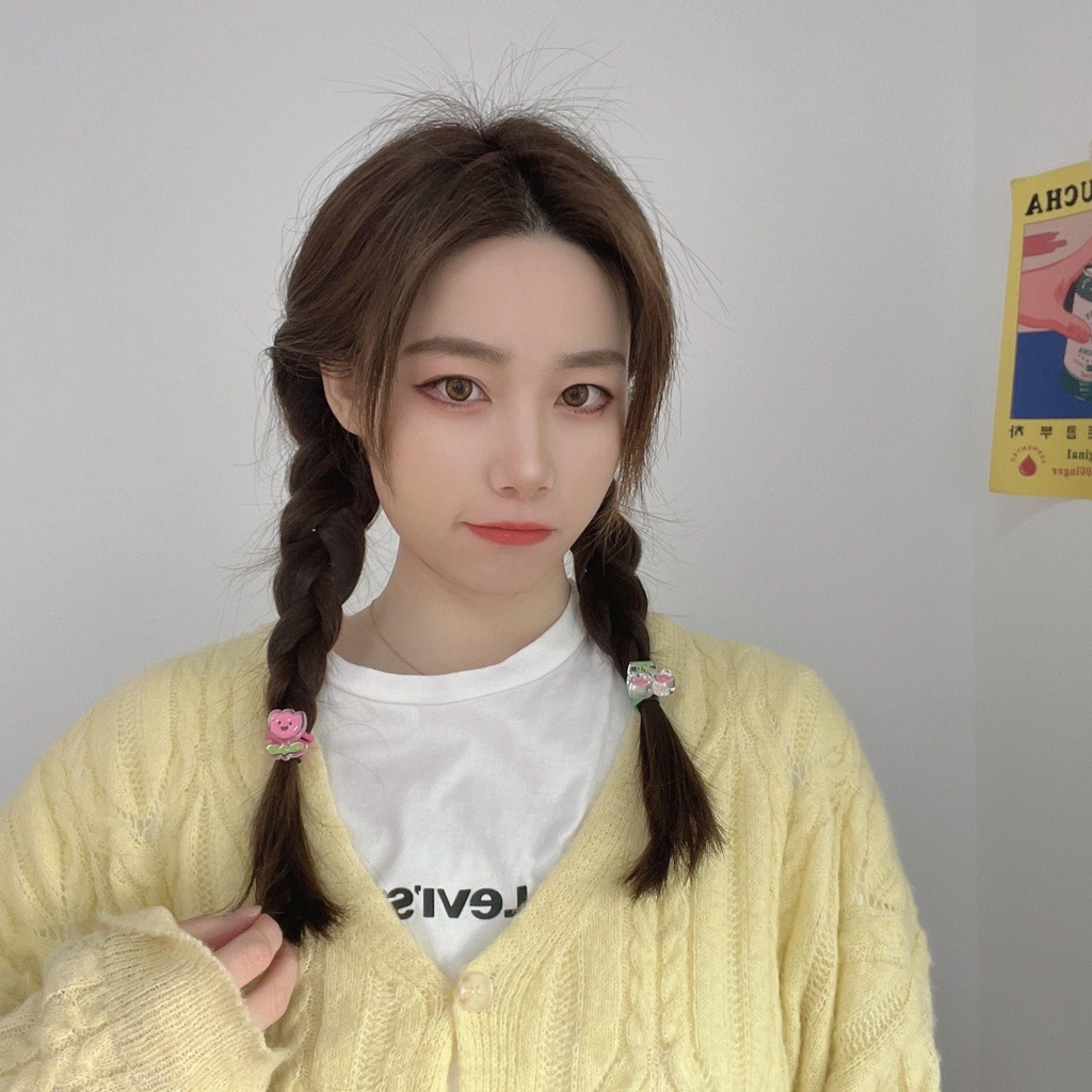 TWINKLE Dây Buộc Tóc Cao Su Co Giãn Hình Hoa Tulip Hoạt Hình Phong Cách Hàn Quốc