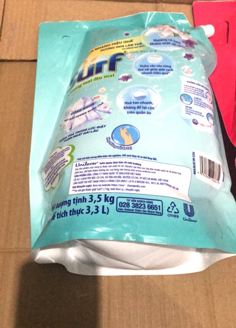 Nước Giặt Surf Túi 3,5kg Hương Hoa Cỏ/Sương Mai