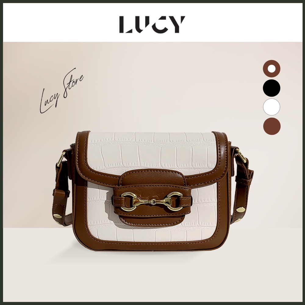 Túi xách nữ kẹp nách đeo chéo HNH họa tiết kẻ chéo sành điệu túi đi học đi chơi da PU Lucy Store