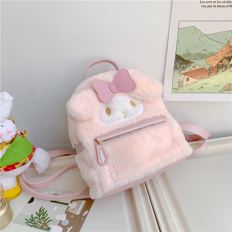 Ba Lô Lông Thỏ Hoạt Hình Dễ Thương Kích Thước 23 * 24Cm
