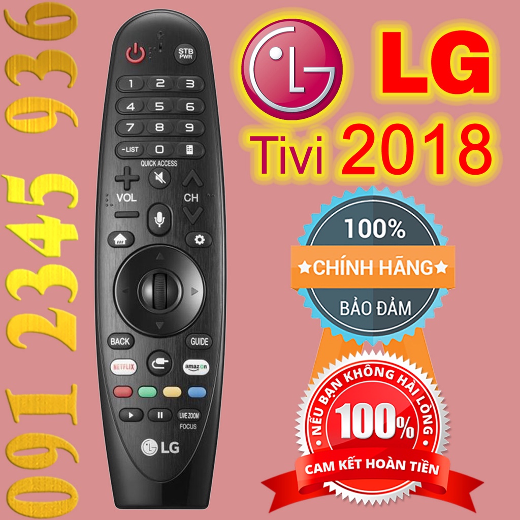 Remote Điều khiển tivi LG mẫu năm 2018 có "Chuột bay", có "Giọng nói" tặng Pin. Magic Remote AN-MR18BA Made in KOREA.