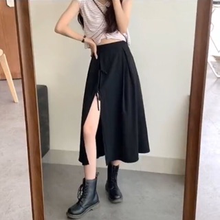 Chân váy midi xẻ dây nơ điệu đà