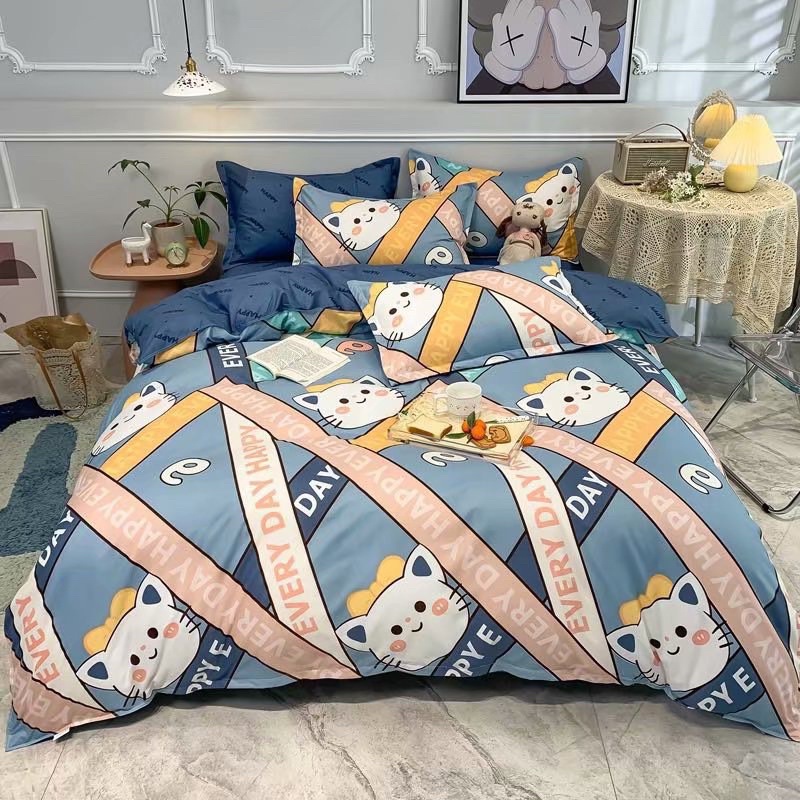 Set Vỏ Chăn Ga Gối Cotton Poly Hoạt Hình Dễ Thương (shinbedding)