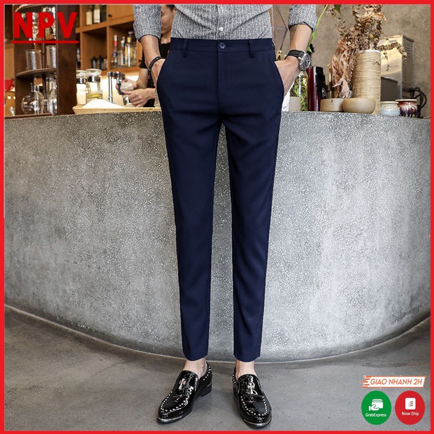 Quần âu nam đen hàn quốc NPV vải lụa co giãn,quần tây nam không nhăn, không xù, trẻ trung | BigBuy360 - bigbuy360.vn