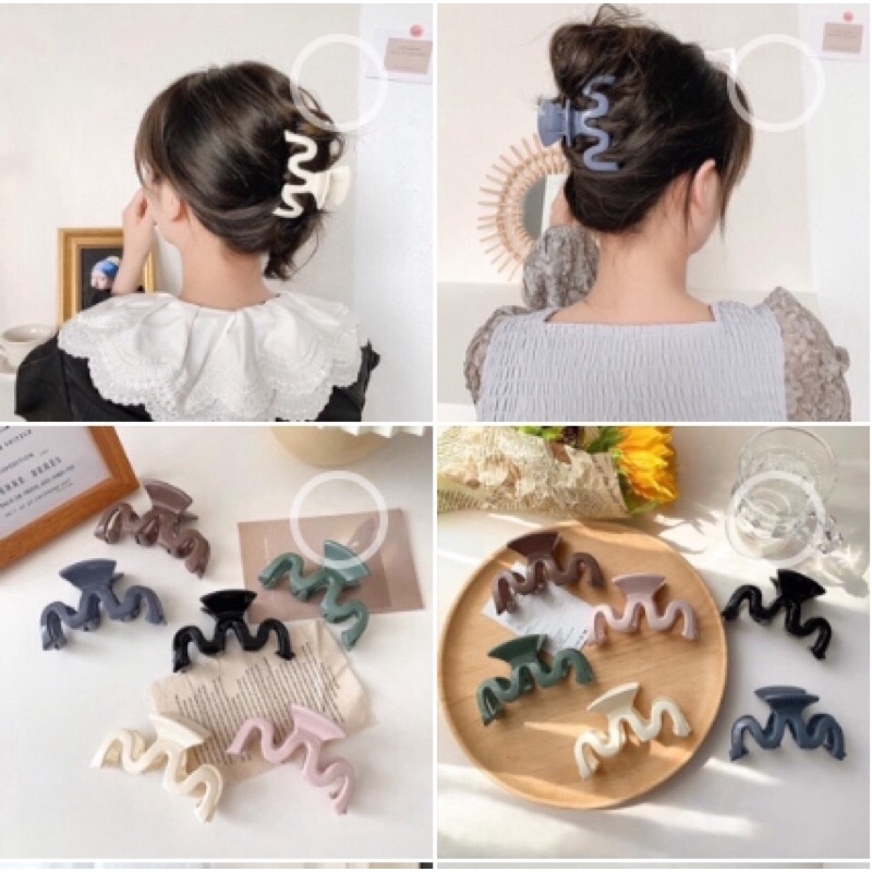 Kẹp tóc càng cua lượn sóng nhiều màu cute
