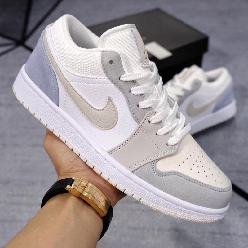 Giày jordan cổ thấp nam nữ xám xanh bản cao cấp, jordan paris cổ thấp chất liệu cao cấp full size 36-43