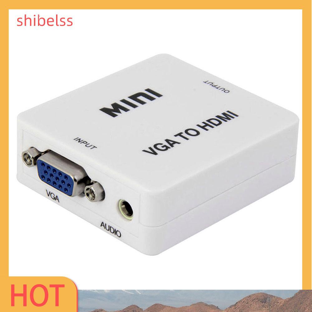 Shibelss Mini HD 1080P Audio VGA To HDMI-compatible HD HDTV Video Converter Box Adapter With HD