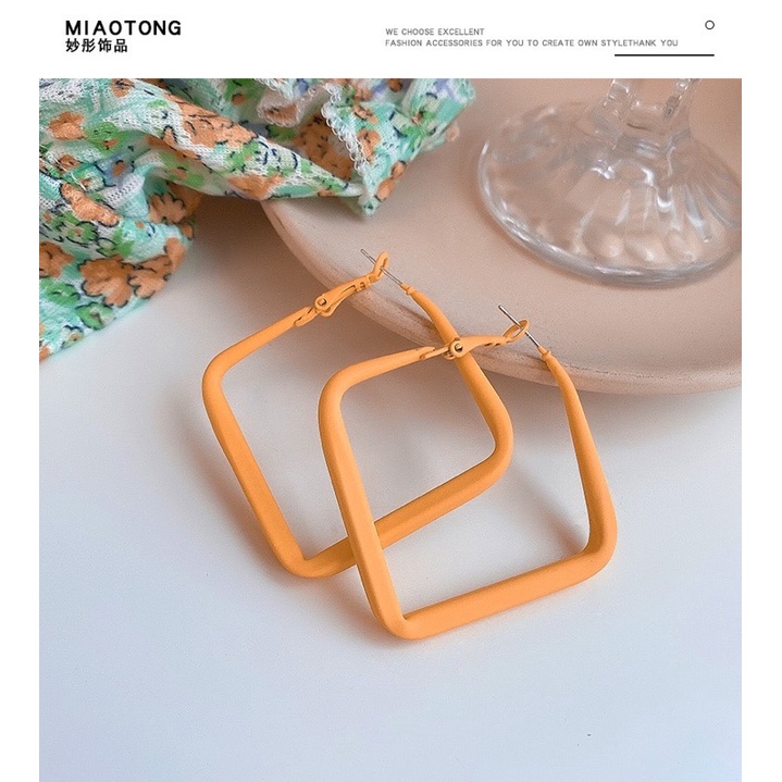 bông tai khuyên nhiều màu hình thôi , hình vuông chui bạc s925