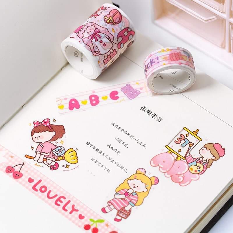 Set 5 cuộn washi xinh xắn,băng dính trang trí