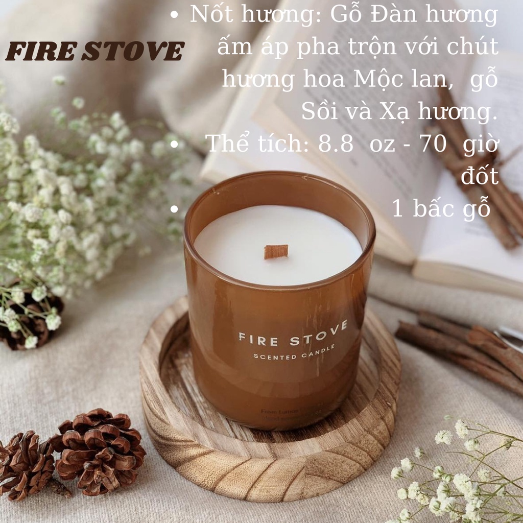 Nến Thơm Cao Cấp Lumos  FIRE STOVE (Gỗ đàn hương, mộc lan, sồi, xạ hương)– NT19 - Nến trang trí - Đạt tiêu chuẩn Quốc Tế