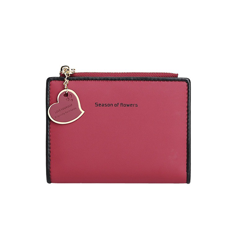 Ví Nữ Ngắn Mini Siêu Mỏng Đựng Tiền Kèm Dây Chuyền Trái Tim Dễ Thương Da Pu Mềm Mịn Bền Đẹp Giá Rẻ Dáng Gấp Ngắn Bỏ Túi | BigBuy360 - bigbuy360.vn