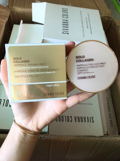 PHẤN NÉN SIÊU MỊN SIVANNA COLORS GOLD COLLAGEN NHẬP KHẨU CHÍNH HÃNG