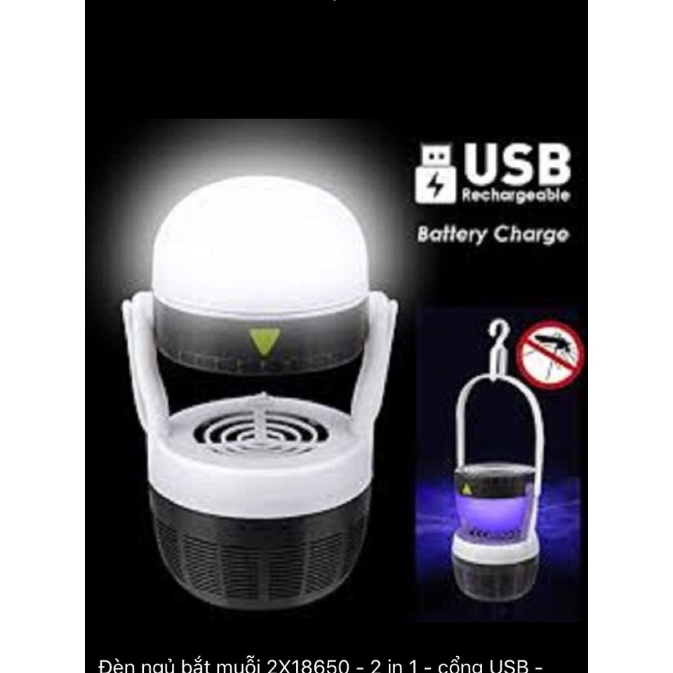 Đèn ngủ bắt muỗi thế hệ mới 2 in 1_Vừa dùng sạc vừa dùng pin đa năng