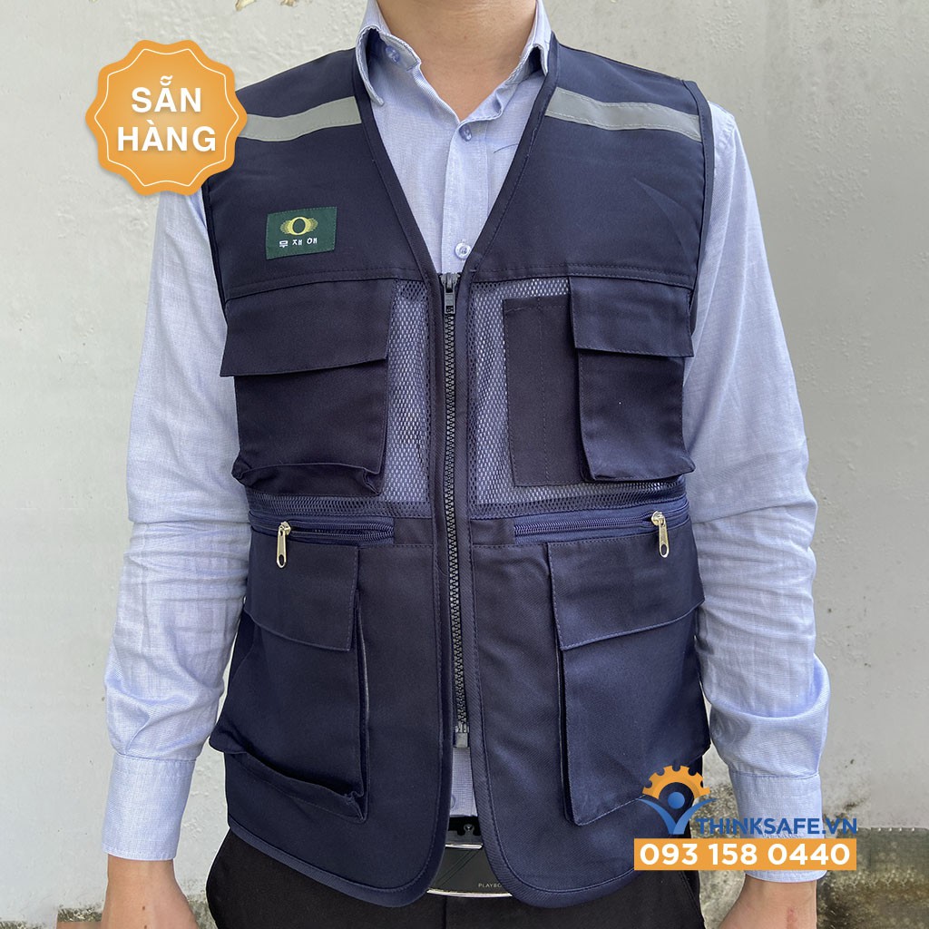 Áo gi lê áo phản quang giá rẻ, gi lê cho kỹ sư, áo lưới công nhân vải Pang rim Hàn Quốc cao cấp bền - THINKSAFE