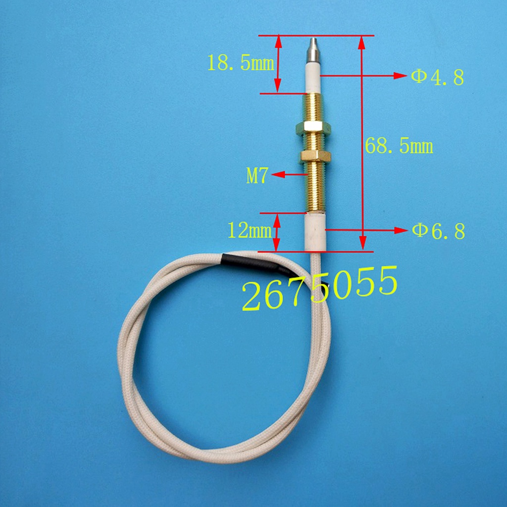 Dây kim sứ/ Kim sứ đánh lửa, cảm ứng đa năng bếp gas âm dương dài 62mm Ø7 ( có ốc vặn định vị ) - sử dụng ống điếu gang