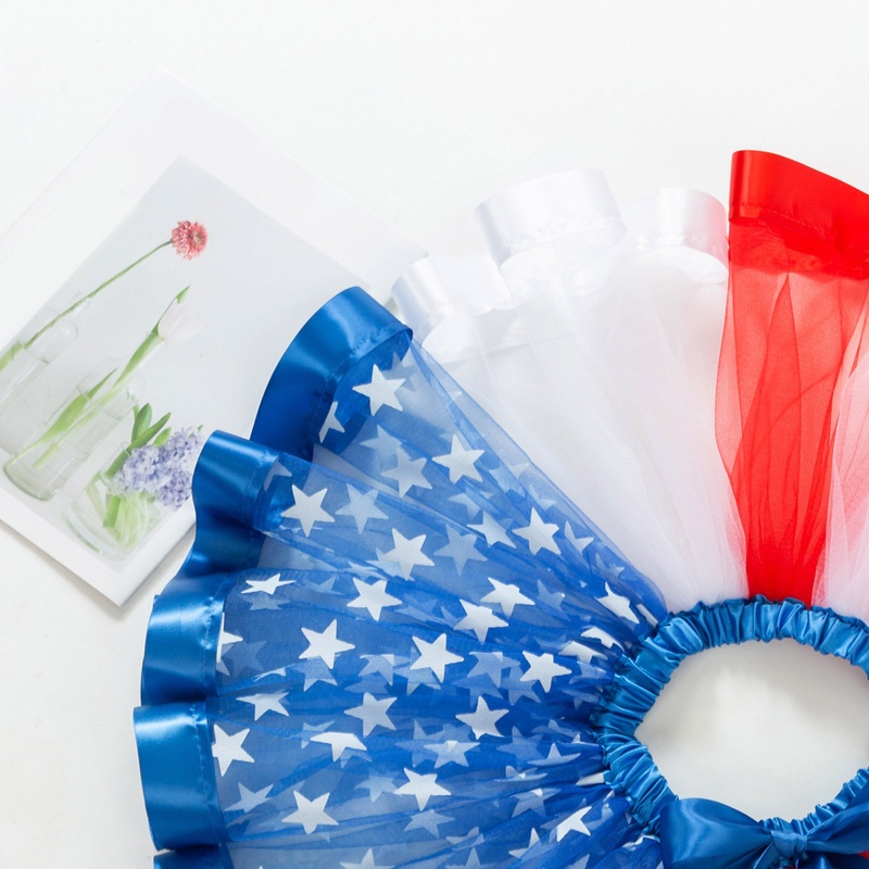 Đầm Tutu In Họa Tiết Cờ Mỹ Cột Nơ Phối Kẻ Sọc Và Ngôi Sao Bằng Vải Tuyn Thứ 4 Cho Bé Gái