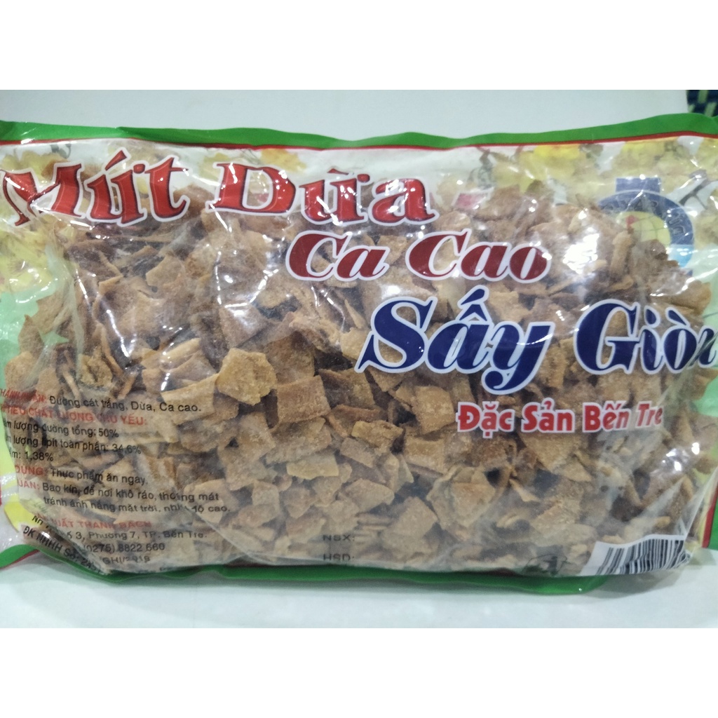 Mứt dừa cacao sấy giòn hiệu Thanh Thanh, gói 500g