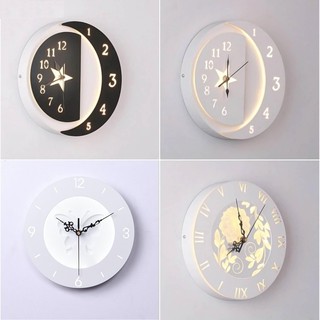 Đèn Led treo tường gắn tường trang trí nhà cầu thang tích hợp đồng hồ Led 8W 3 chế độ màu